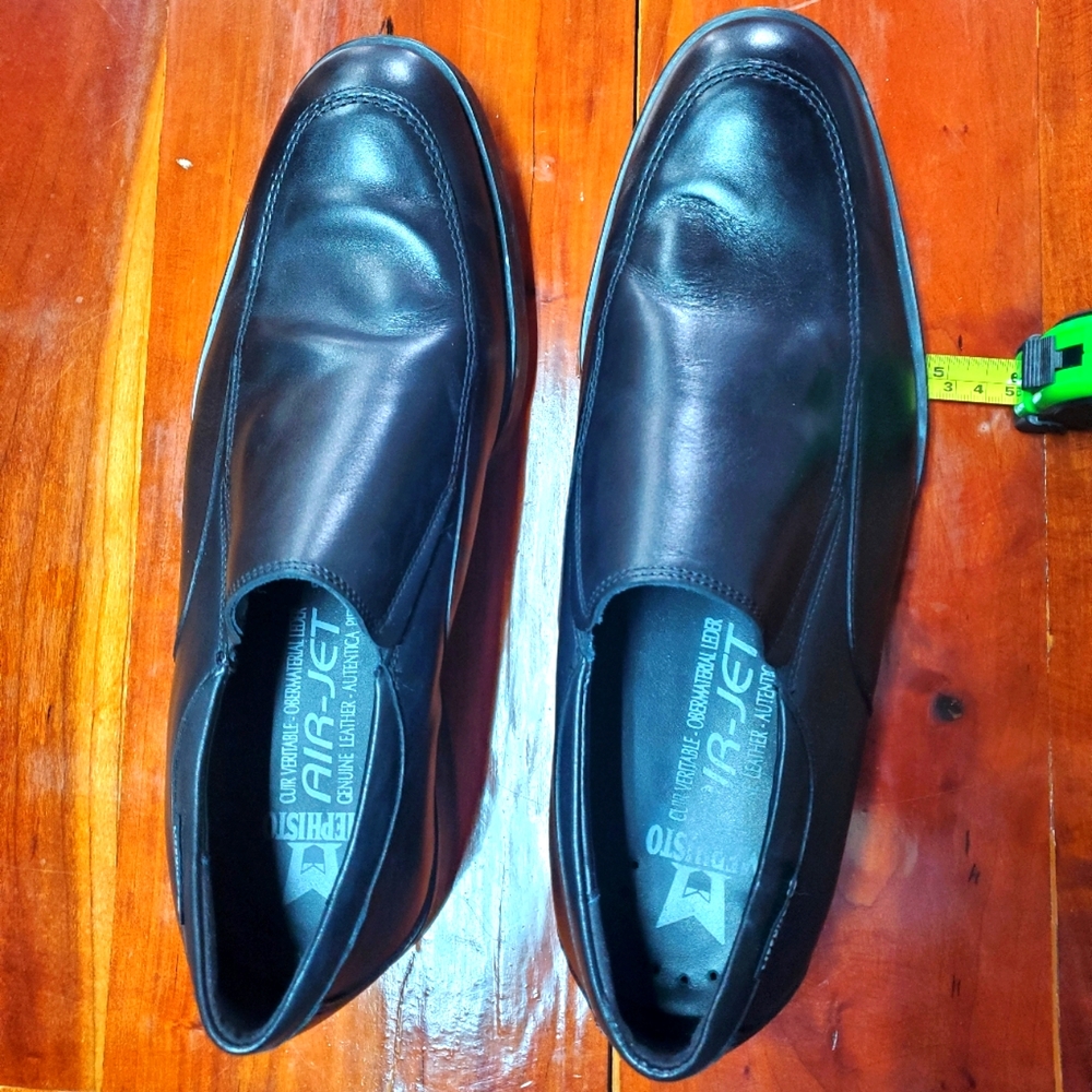 Mephisto Salvatore Air Jet Black Genuine Leather Slip-on Loafers Sz 10